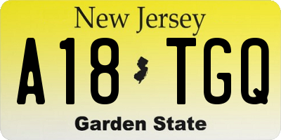 NJ license plate A18TGQ