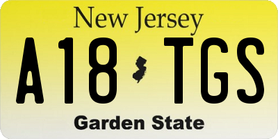 NJ license plate A18TGS