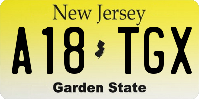 NJ license plate A18TGX
