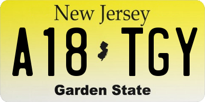 NJ license plate A18TGY