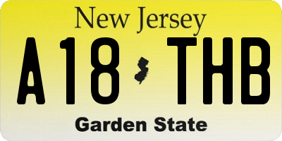 NJ license plate A18THB