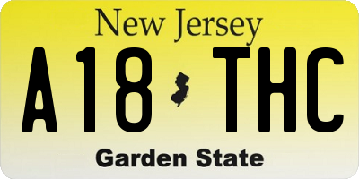 NJ license plate A18THC