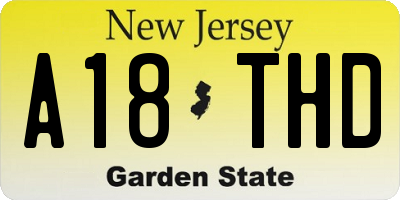 NJ license plate A18THD