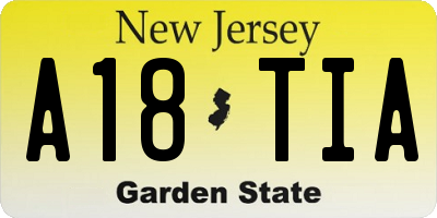 NJ license plate A18TIA