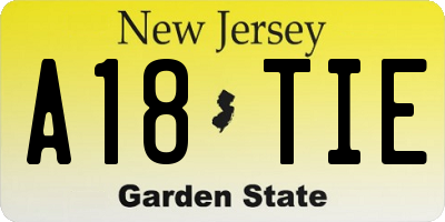 NJ license plate A18TIE