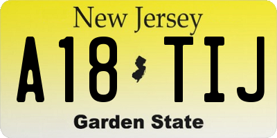 NJ license plate A18TIJ