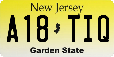 NJ license plate A18TIQ