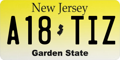 NJ license plate A18TIZ