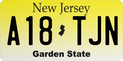 NJ license plate A18TJN