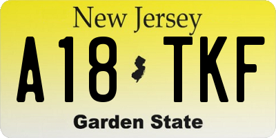 NJ license plate A18TKF