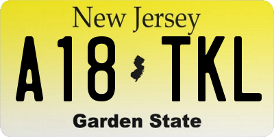 NJ license plate A18TKL