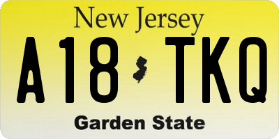 NJ license plate A18TKQ