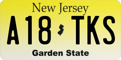 NJ license plate A18TKS