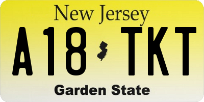 NJ license plate A18TKT