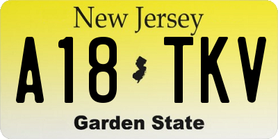 NJ license plate A18TKV