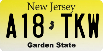 NJ license plate A18TKW
