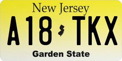 NJ license plate A18TKX