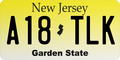 NJ license plate A18TLK