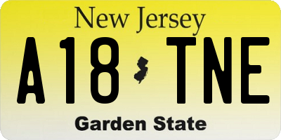 NJ license plate A18TNE