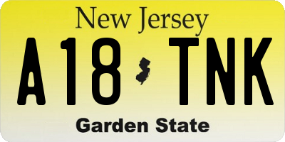 NJ license plate A18TNK