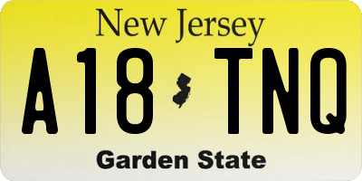 NJ license plate A18TNQ