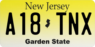NJ license plate A18TNX