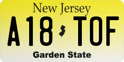 NJ license plate A18TOF