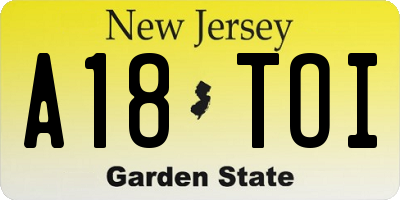 NJ license plate A18TOI