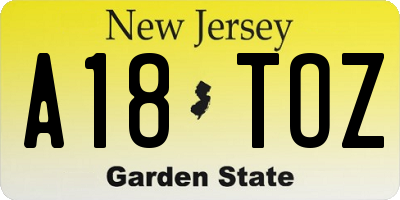 NJ license plate A18TOZ
