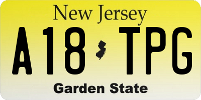 NJ license plate A18TPG