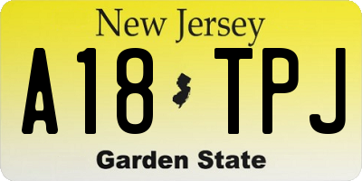 NJ license plate A18TPJ