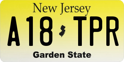 NJ license plate A18TPR