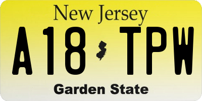 NJ license plate A18TPW
