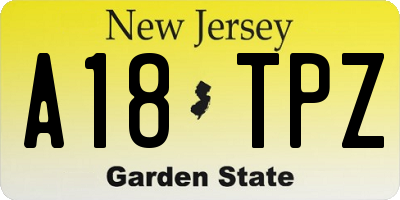 NJ license plate A18TPZ