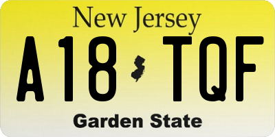 NJ license plate A18TQF