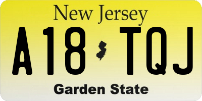 NJ license plate A18TQJ