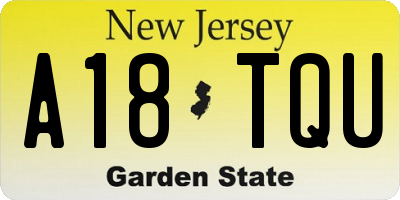 NJ license plate A18TQU
