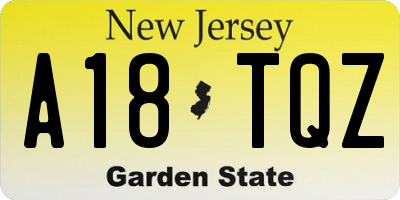 NJ license plate A18TQZ
