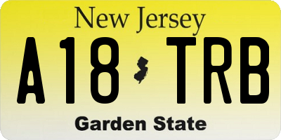 NJ license plate A18TRB