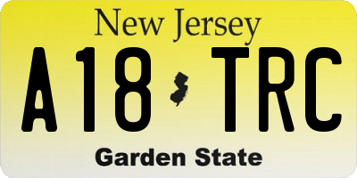 NJ license plate A18TRC