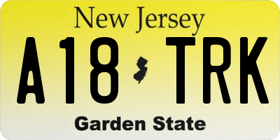 NJ license plate A18TRK