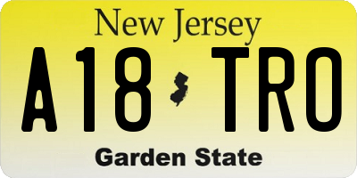NJ license plate A18TRO