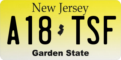 NJ license plate A18TSF