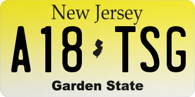 NJ license plate A18TSG
