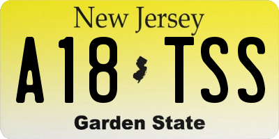 NJ license plate A18TSS