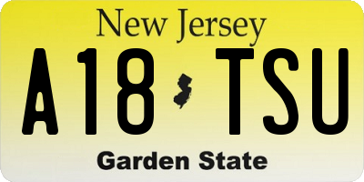 NJ license plate A18TSU