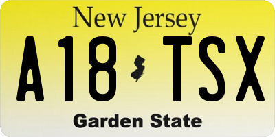 NJ license plate A18TSX