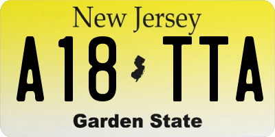 NJ license plate A18TTA