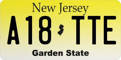 NJ license plate A18TTE