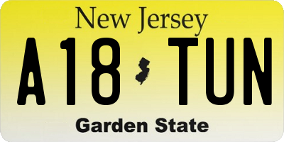 NJ license plate A18TUN